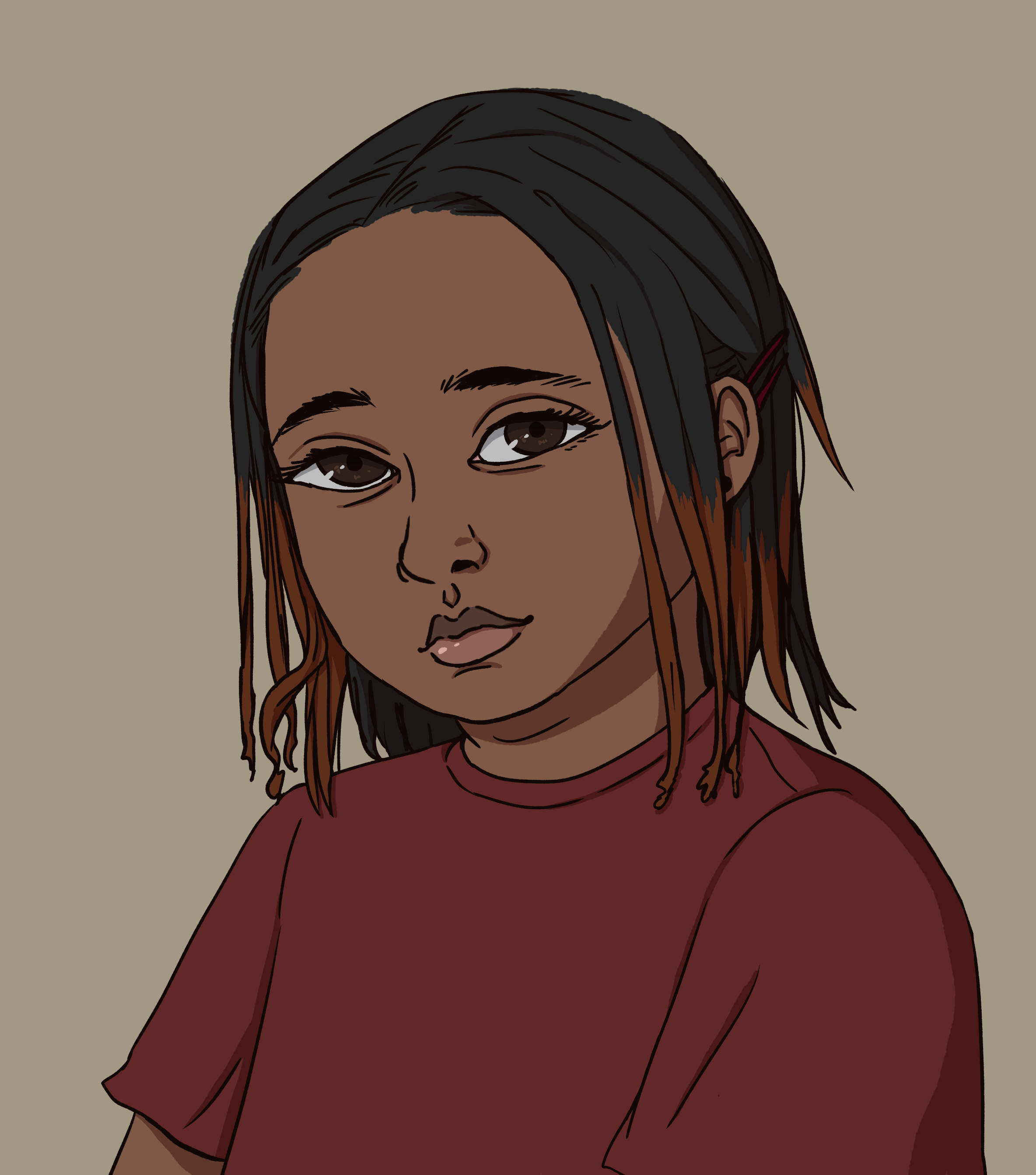 Illustrated self portrait of China Chukwu